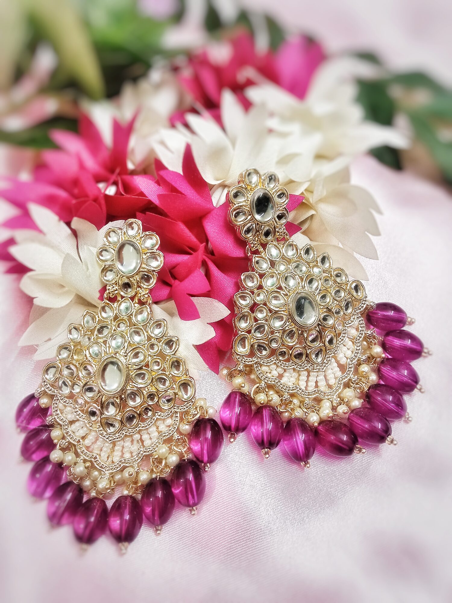 Nazrana Earrings (Ruby Pink)