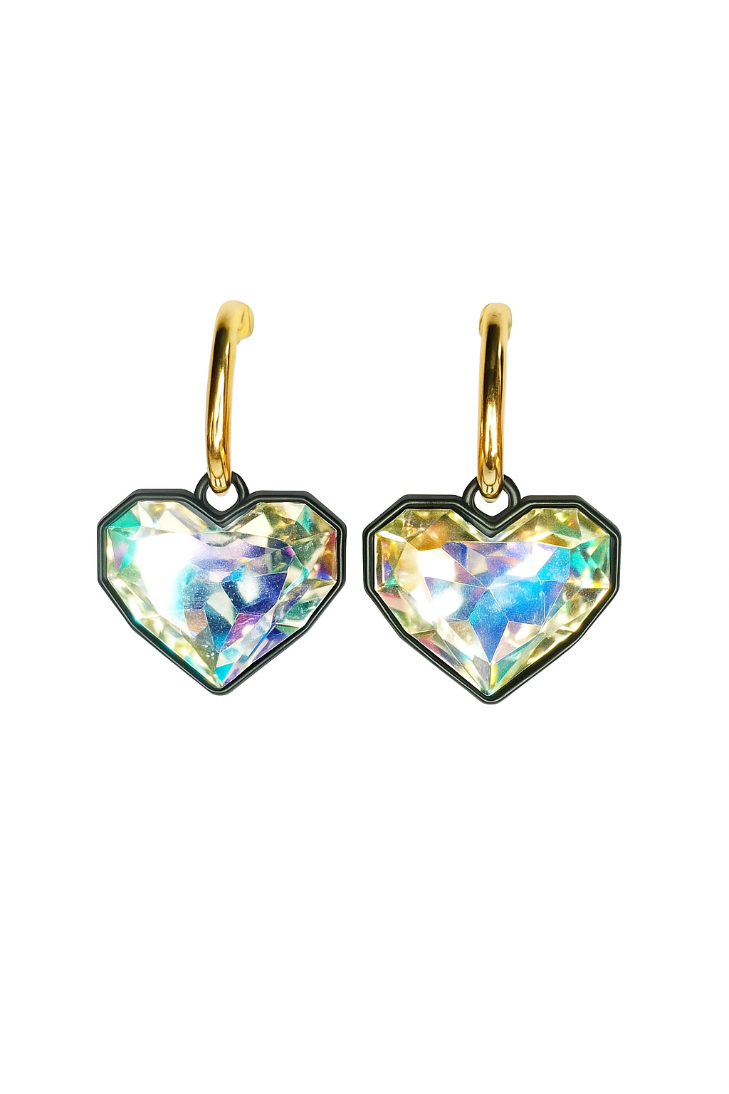 Luna Heart Drop Earrings (Black)
