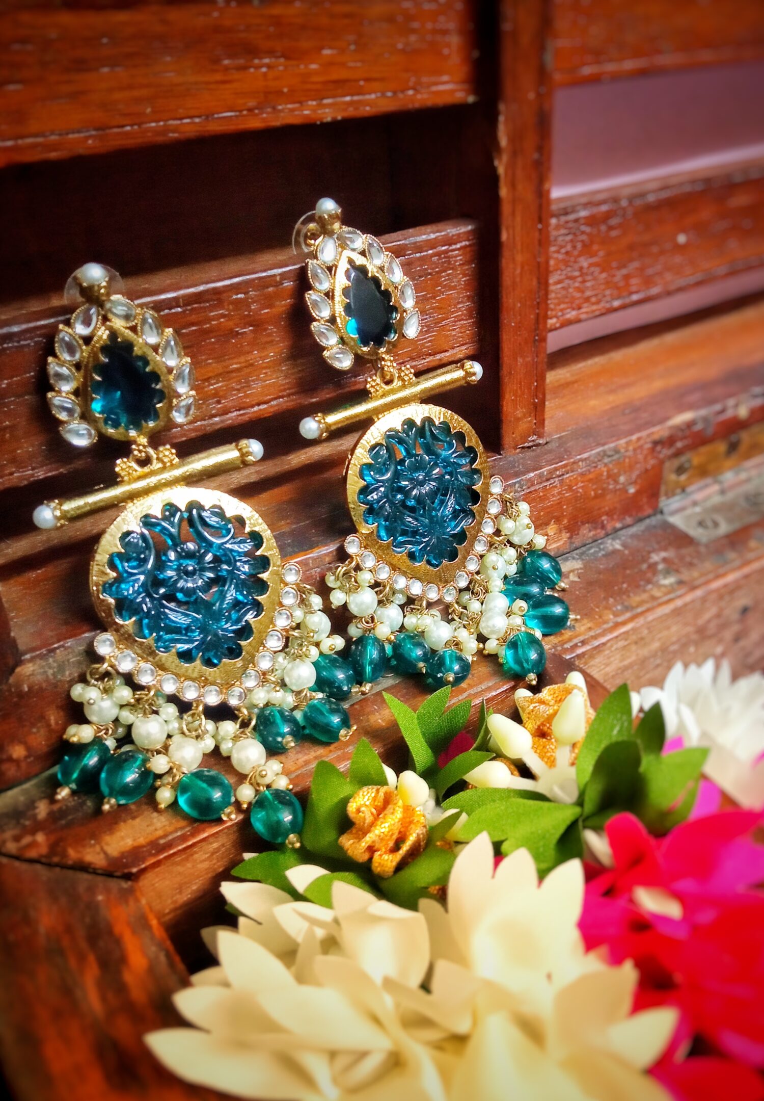 Ira Kundan Earrings (Turquoise)