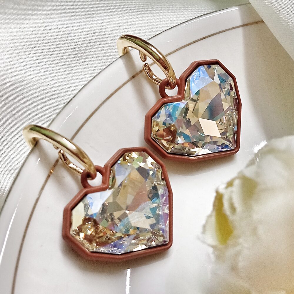 Luna Heart Drop Earrings (Brown)