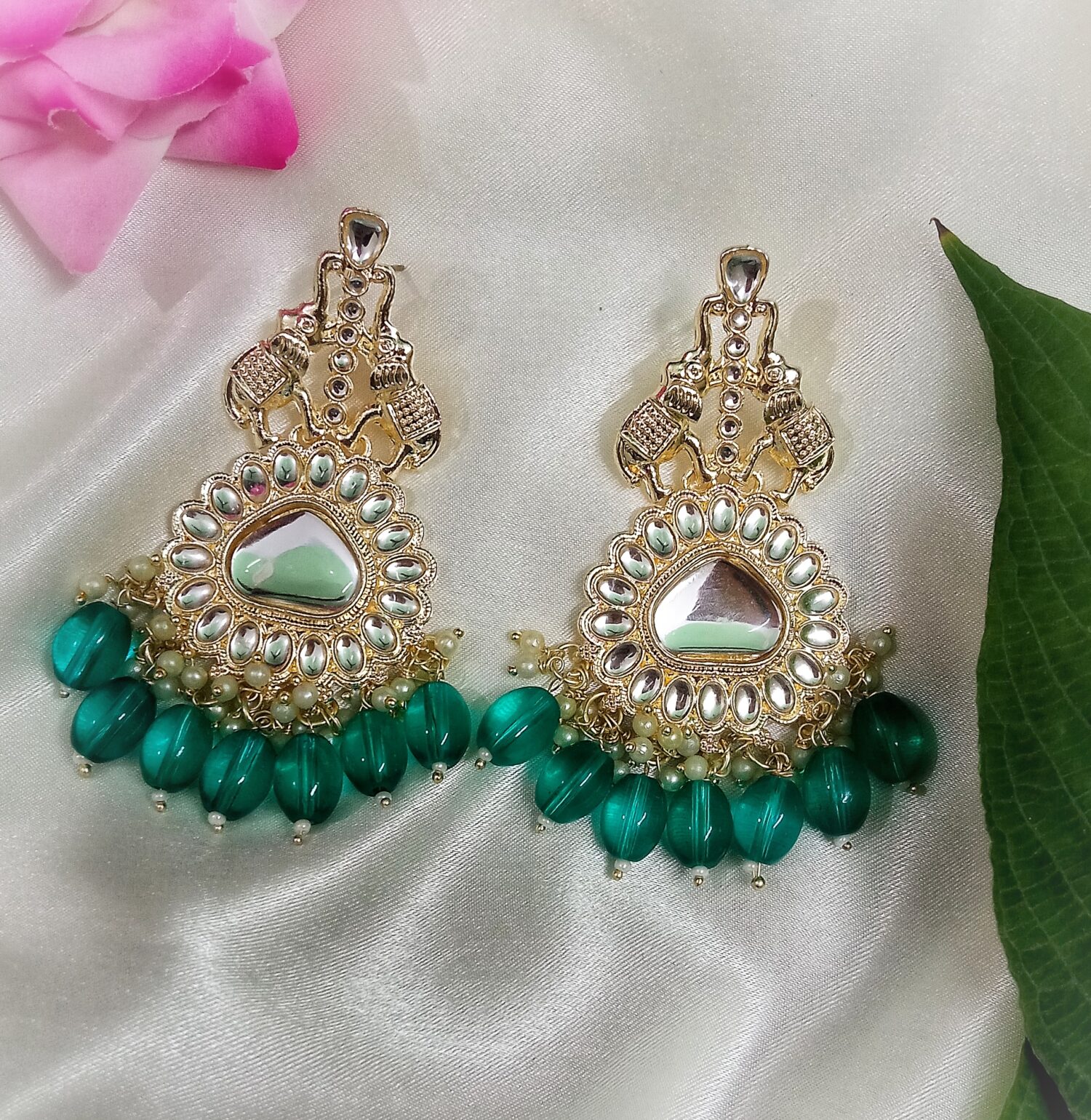 Myra Kundan Earrings (Turquise) - Image 4