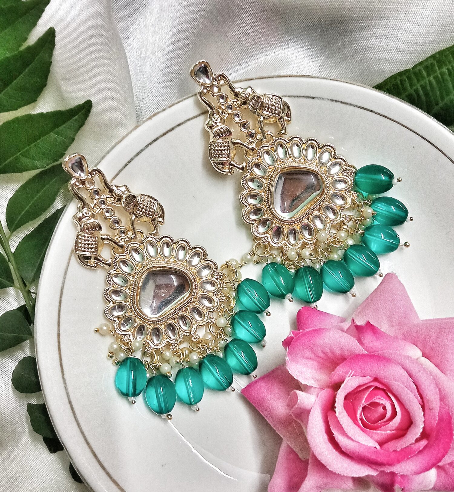 Myra Kundan Earrings (Turquise)