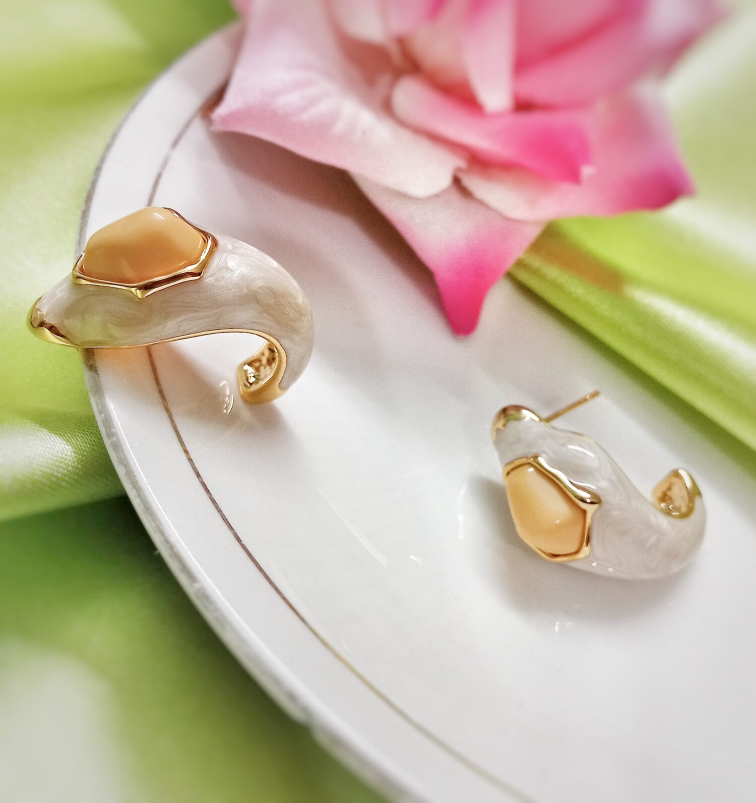 Rue Stud Earrings (White) - Image 2