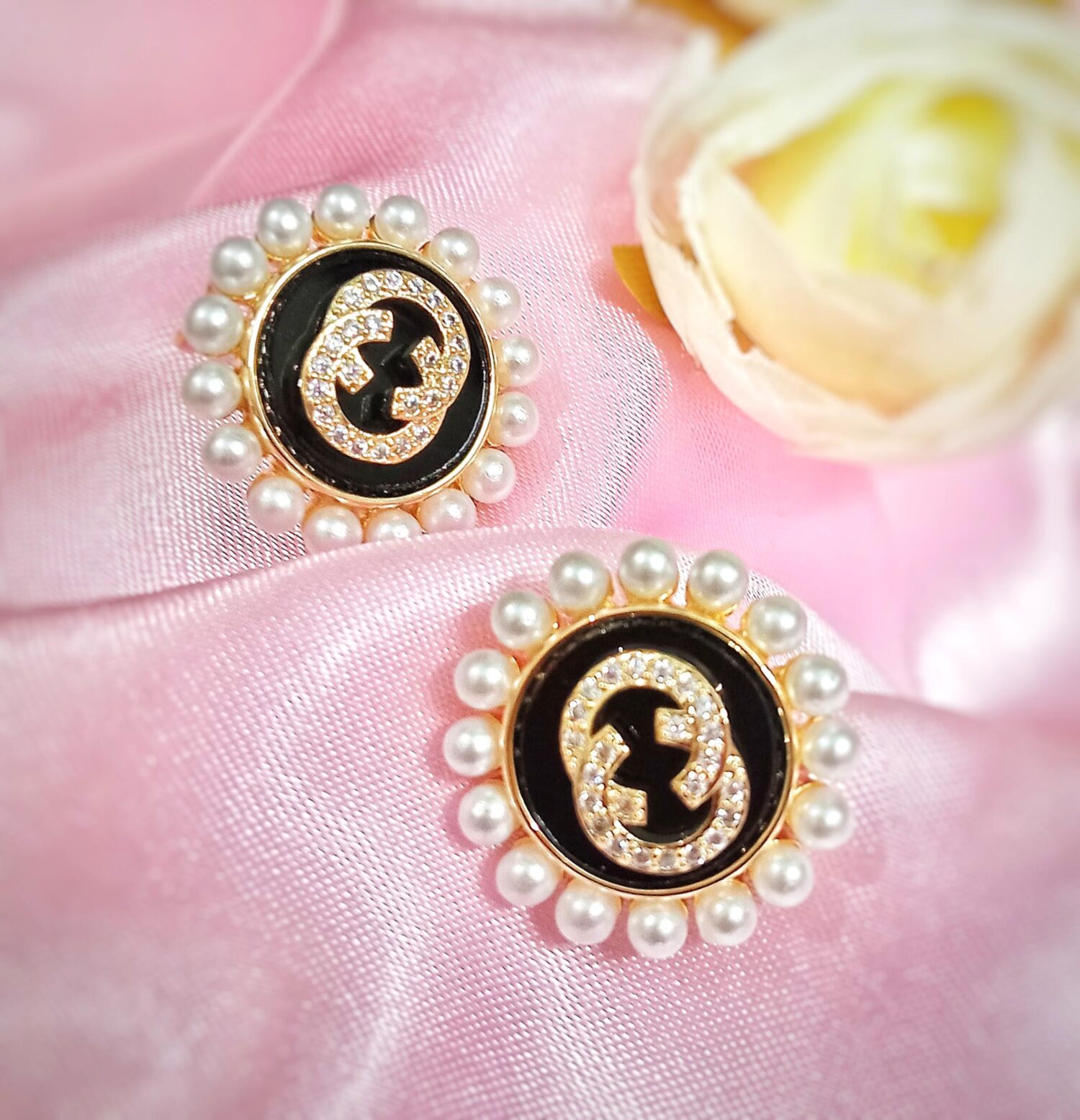Coco MOP Stud Earrings (Black) - Image 2