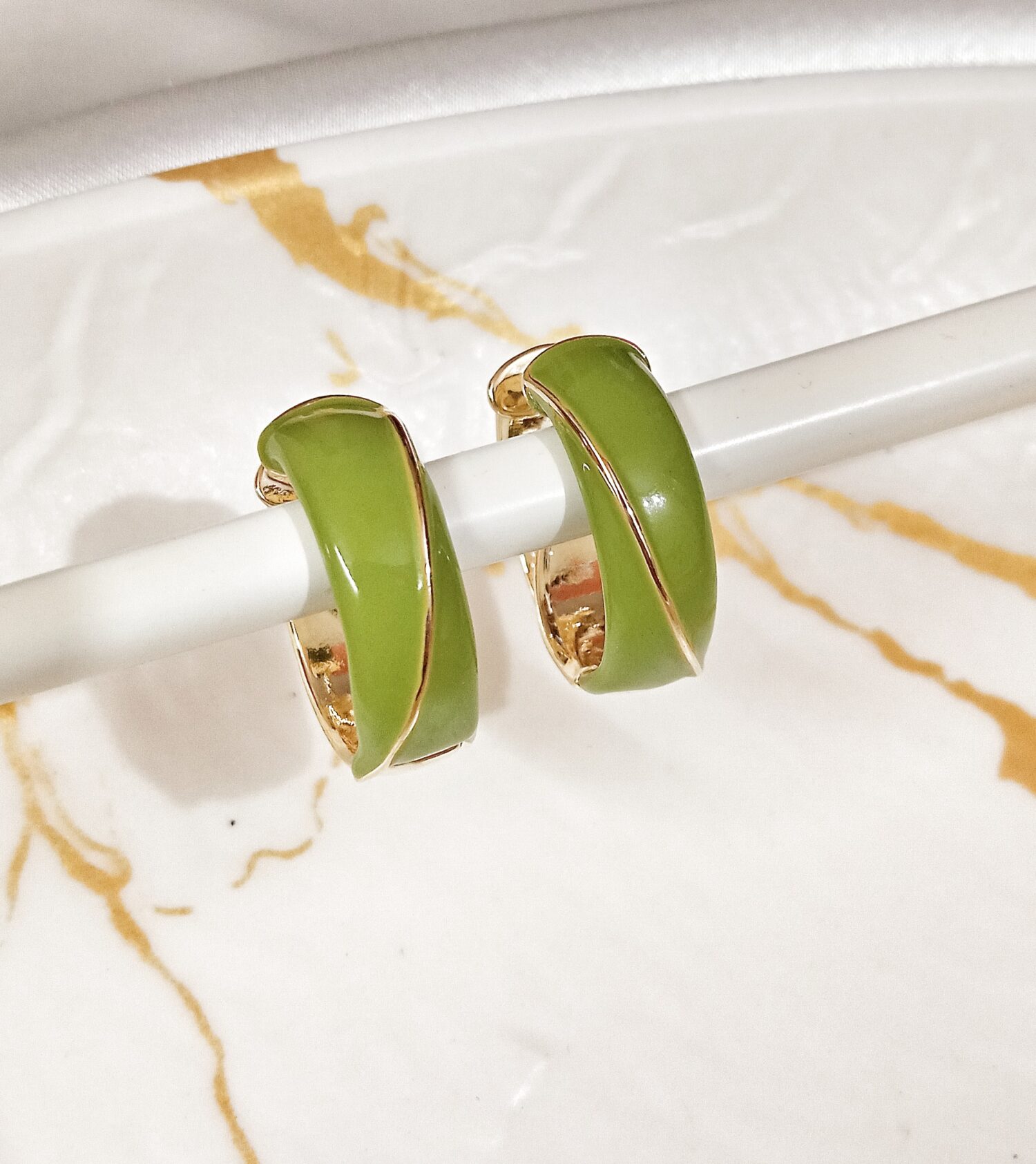 Haven Hoop Earrings (Green) - Image 2