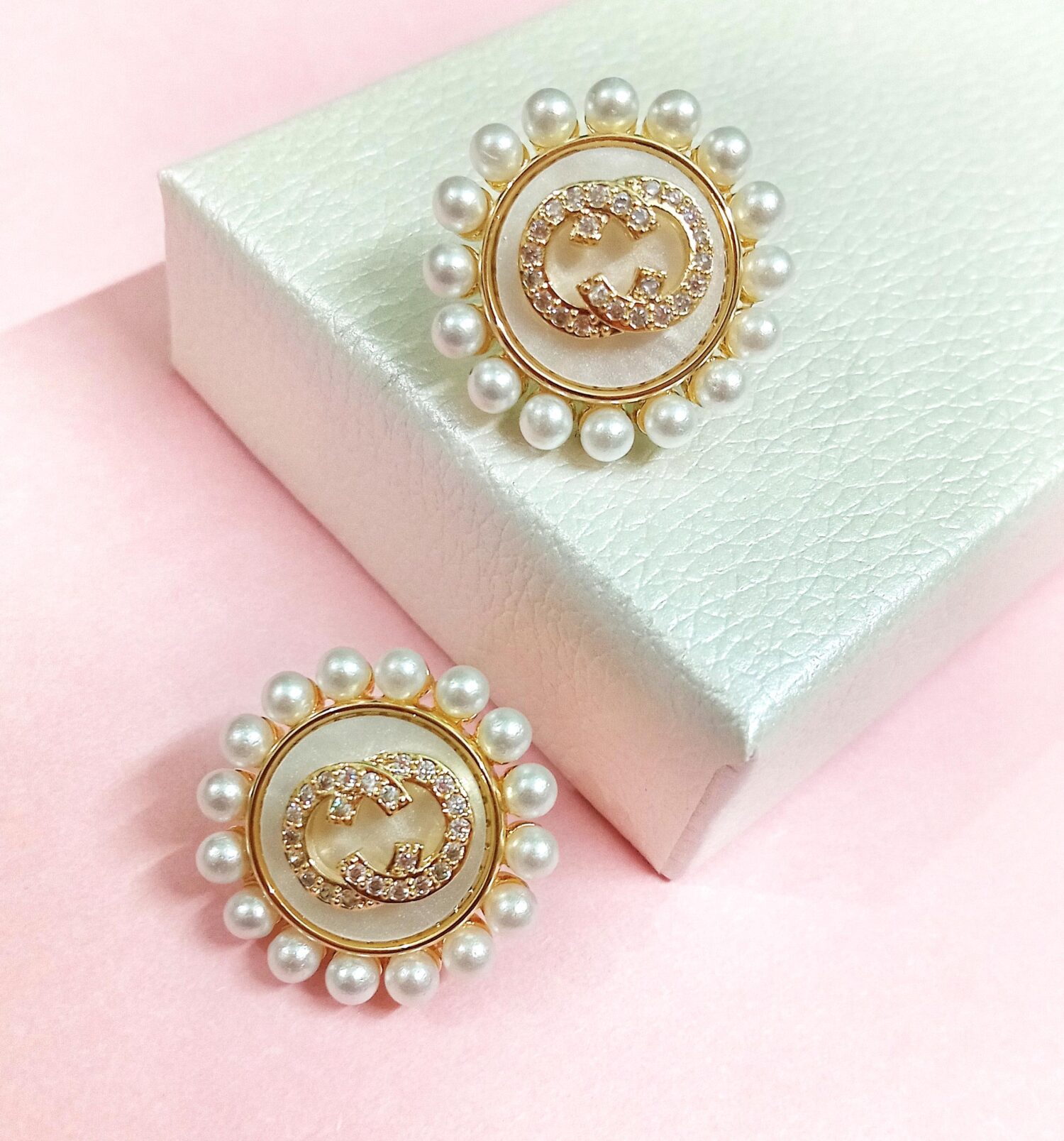 Coco MOP Stud Earrings (White) - Image 2