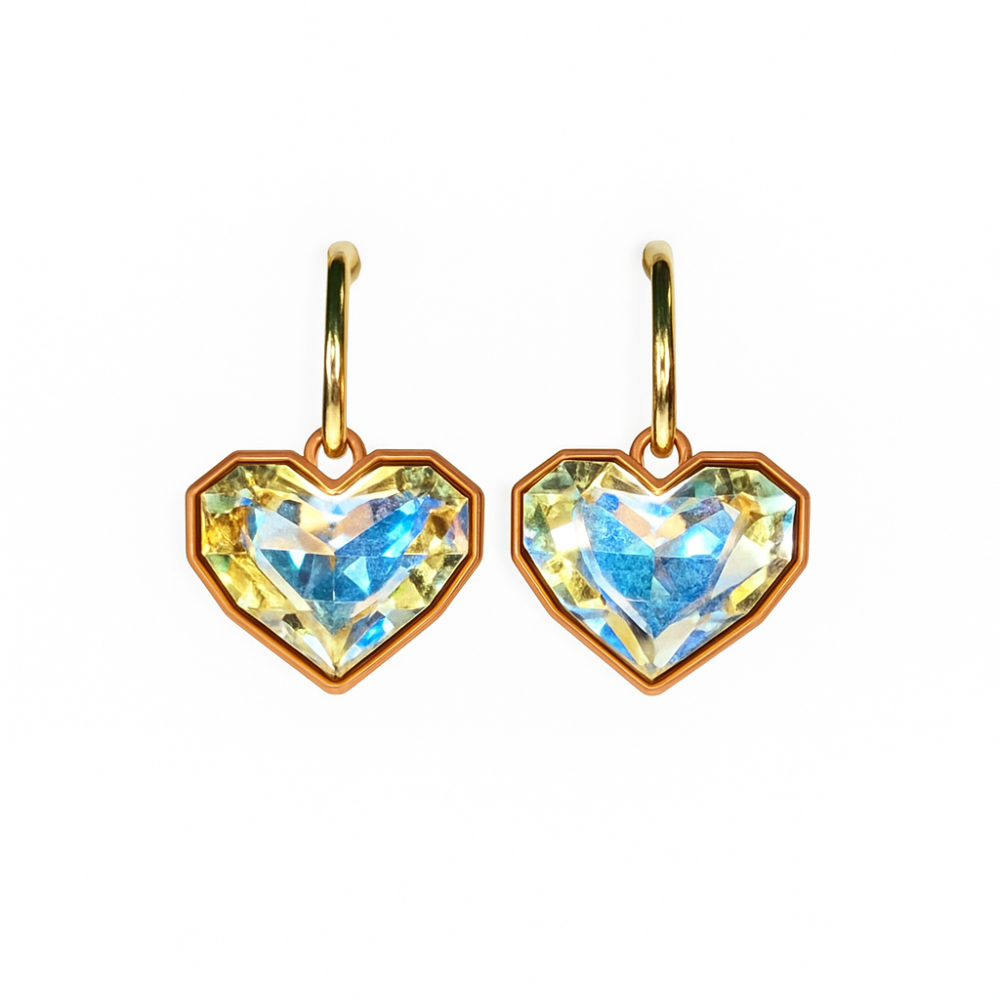 Luna Heart Drop Earrings (Brown)