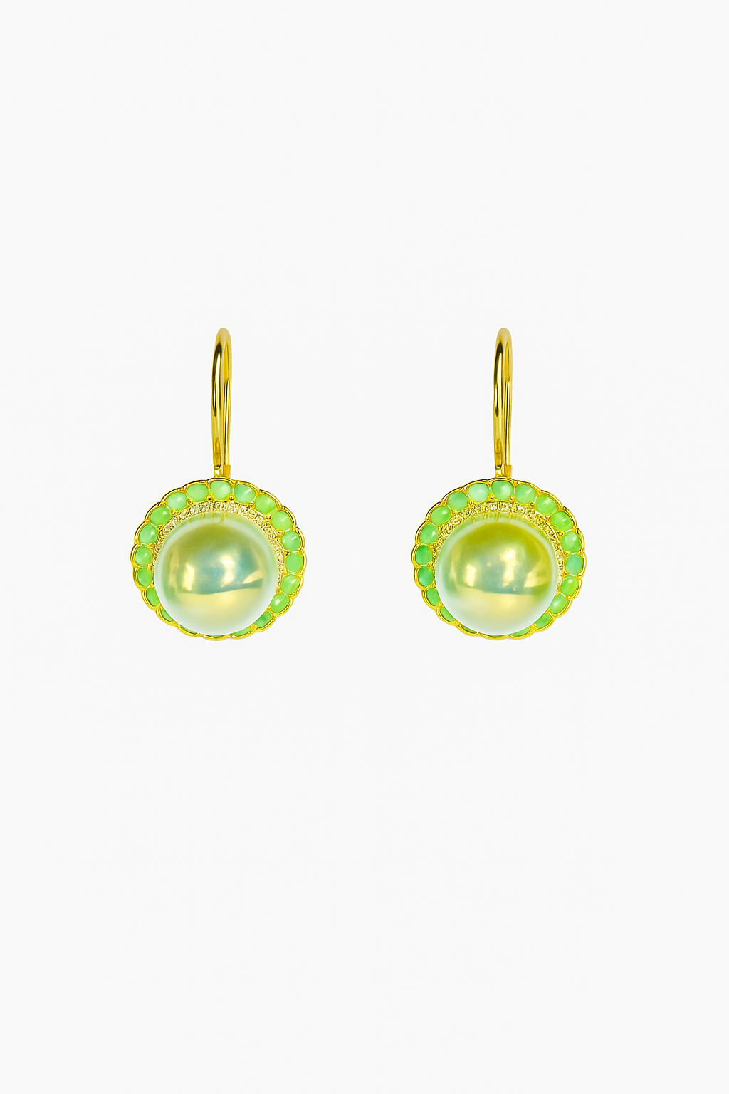 Zora Pearl Stud Earrings (Green)