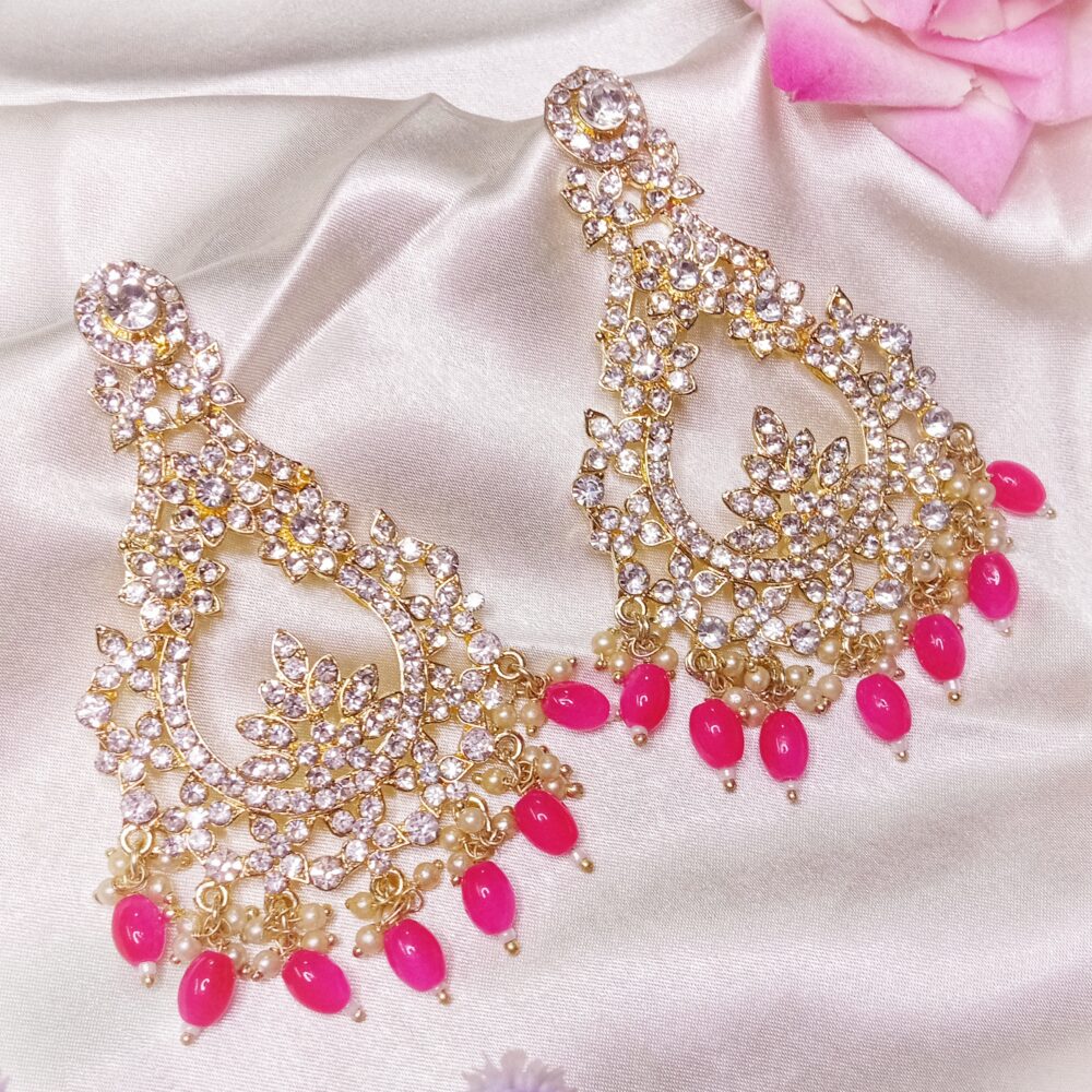 Myza Chandbali Earrings (Ruby Pink)