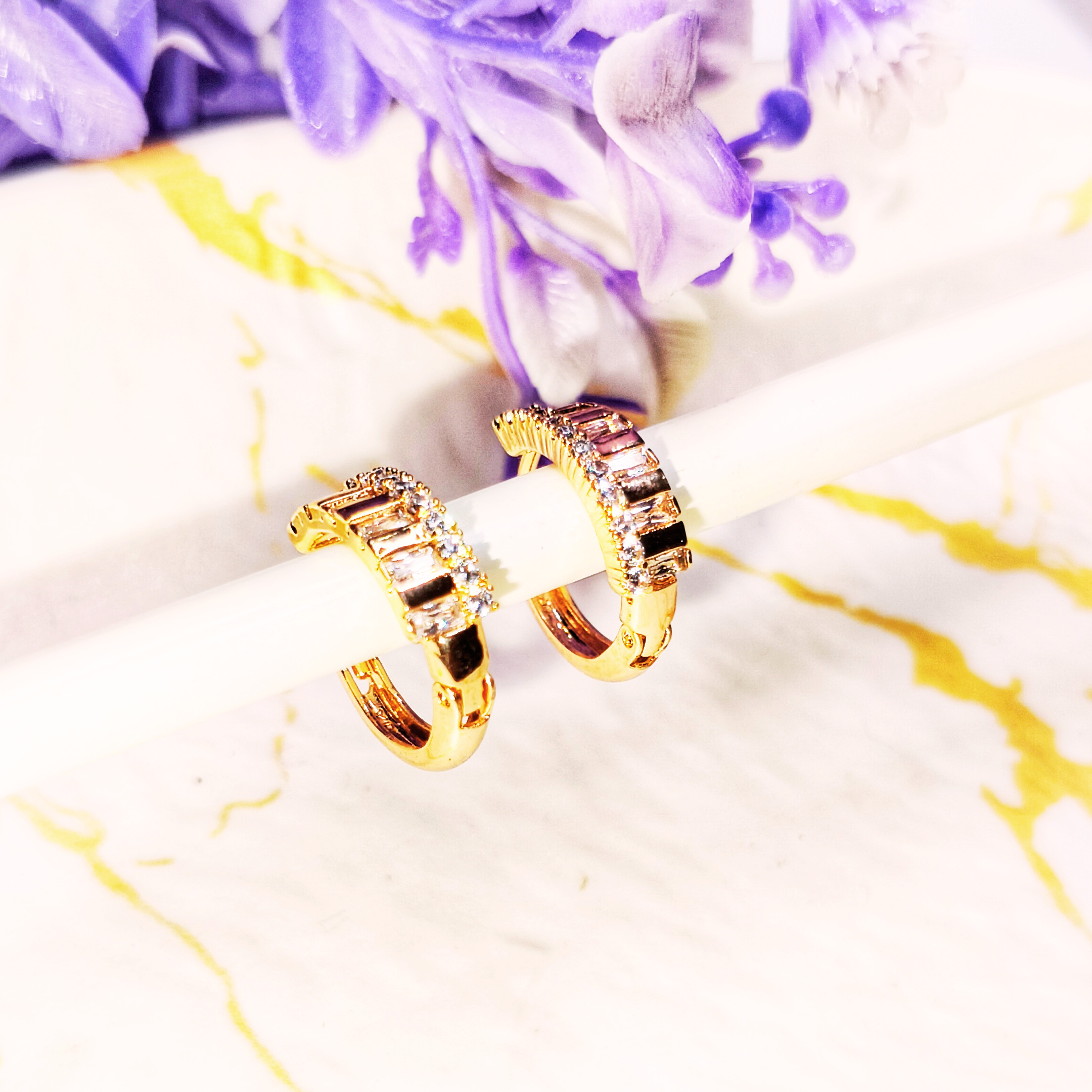 Rosé Huggie Hoops - Image 2